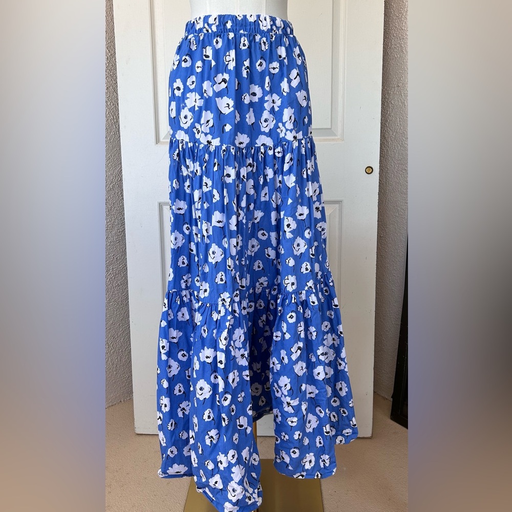 Zara Brand Women’s Floral Elastic Waist Maxi Full Skirt Size S-M